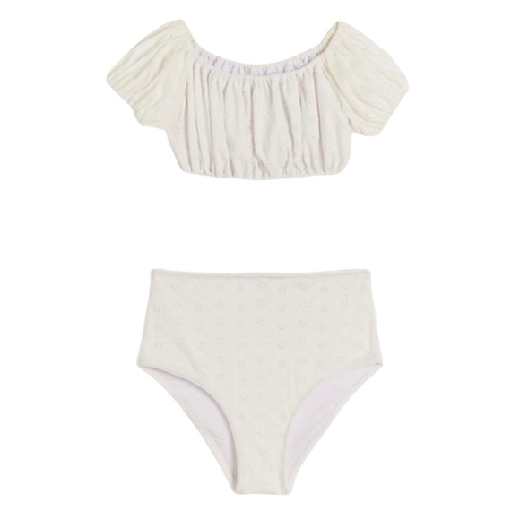 FAITHFULL THE BRAND Corsica Off the shoulder White Eyelet Bikini Set - Picture 2 of 3